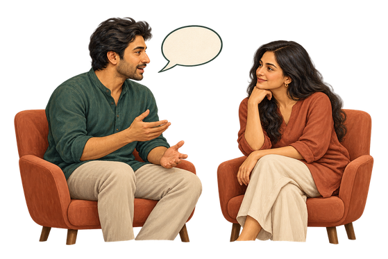 Illustration of a patient and physician talking