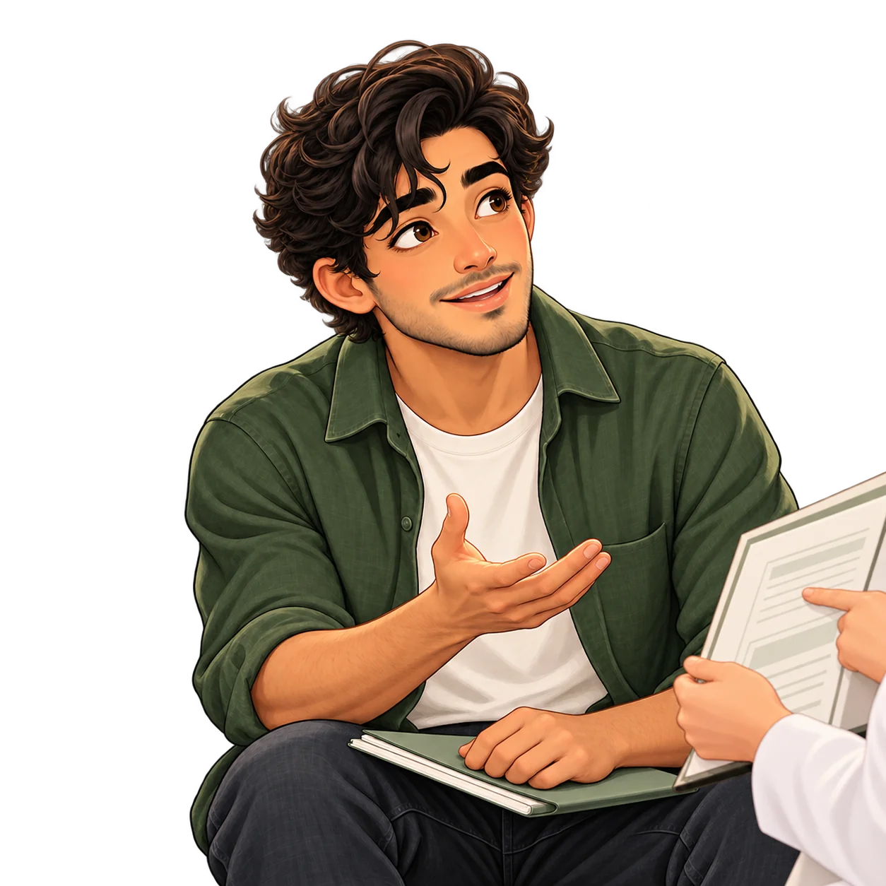Illustration of Avi asking a question during reassessment.