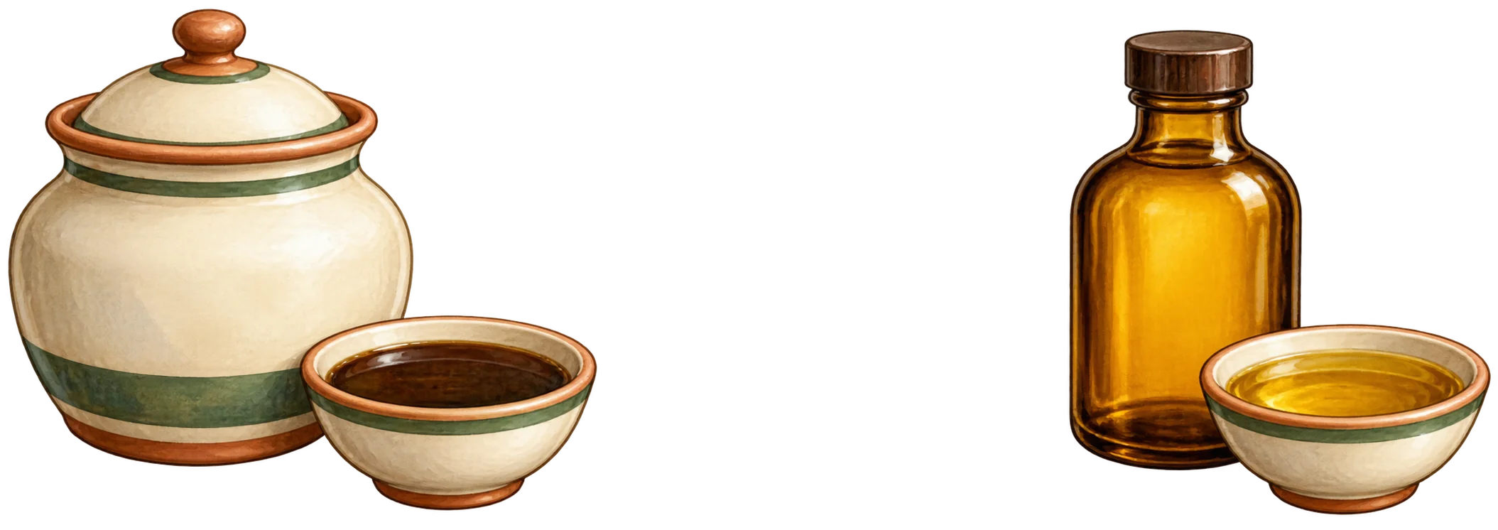 Illustration of separate decoction-based and oil-based preparation families.